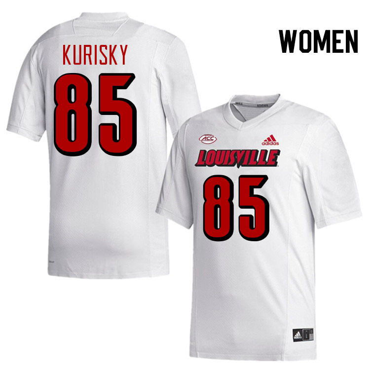 Women #85 Nate Kurisky Louisville Cardinals College Football Jerseys Stitched-White